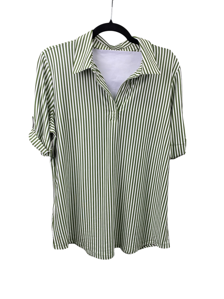 BLUSA RAYADA CON CUELLO Y MANGAS 3/4