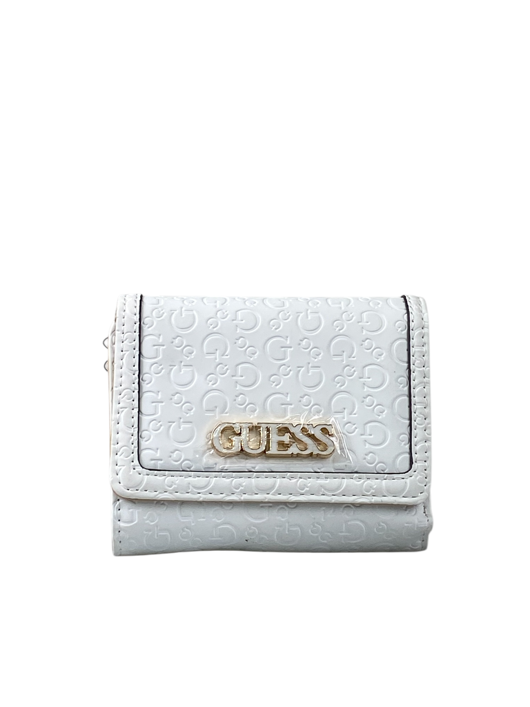 MONEDERO BLANCO CON LOGO DORADO
