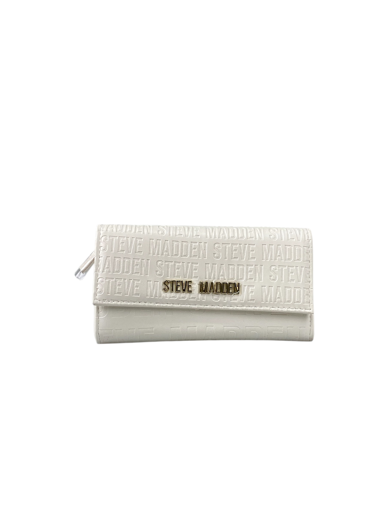 CARTERA IVORY CON LOGO DORADO Y BROCHE