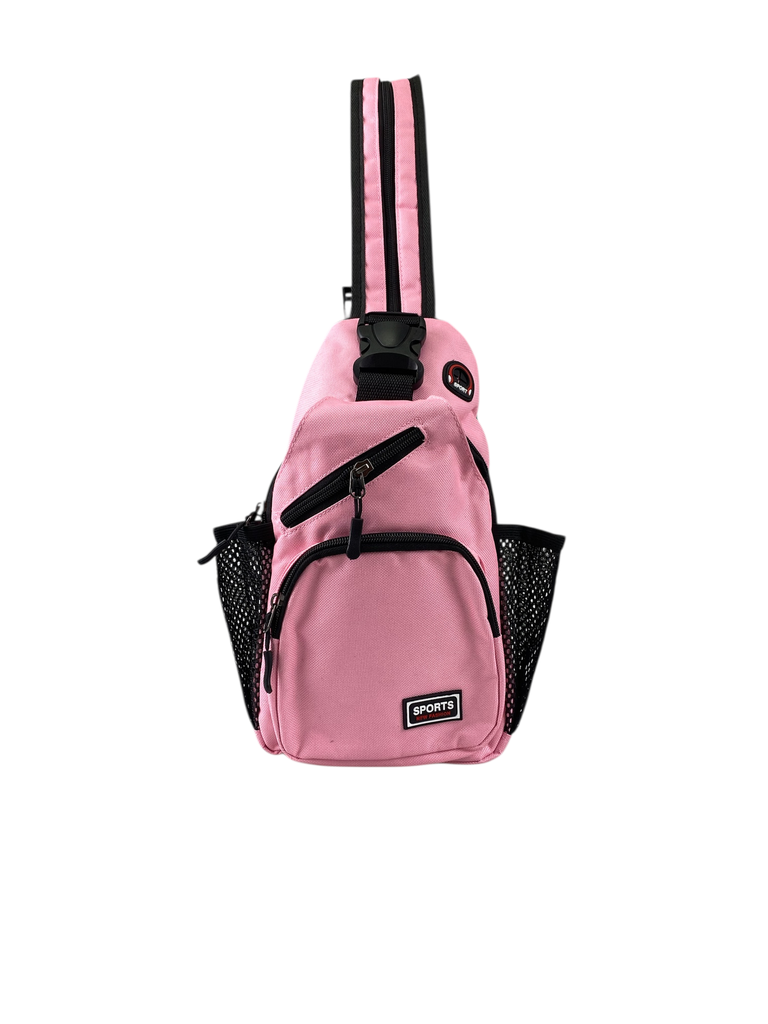 BOLSA ROSA DEPORTIVA CON COMPARTIMENTOS EXTERNOS